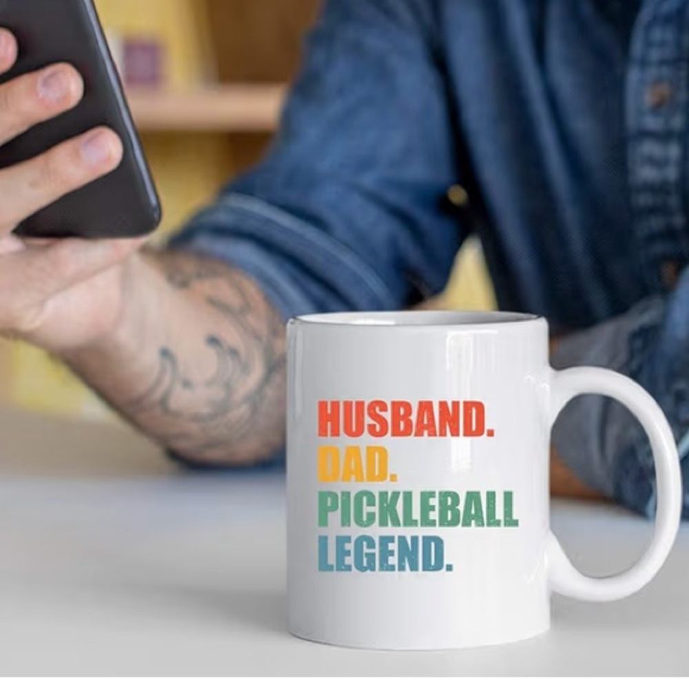 White Pickleball Legend Mug dad Christmas gift